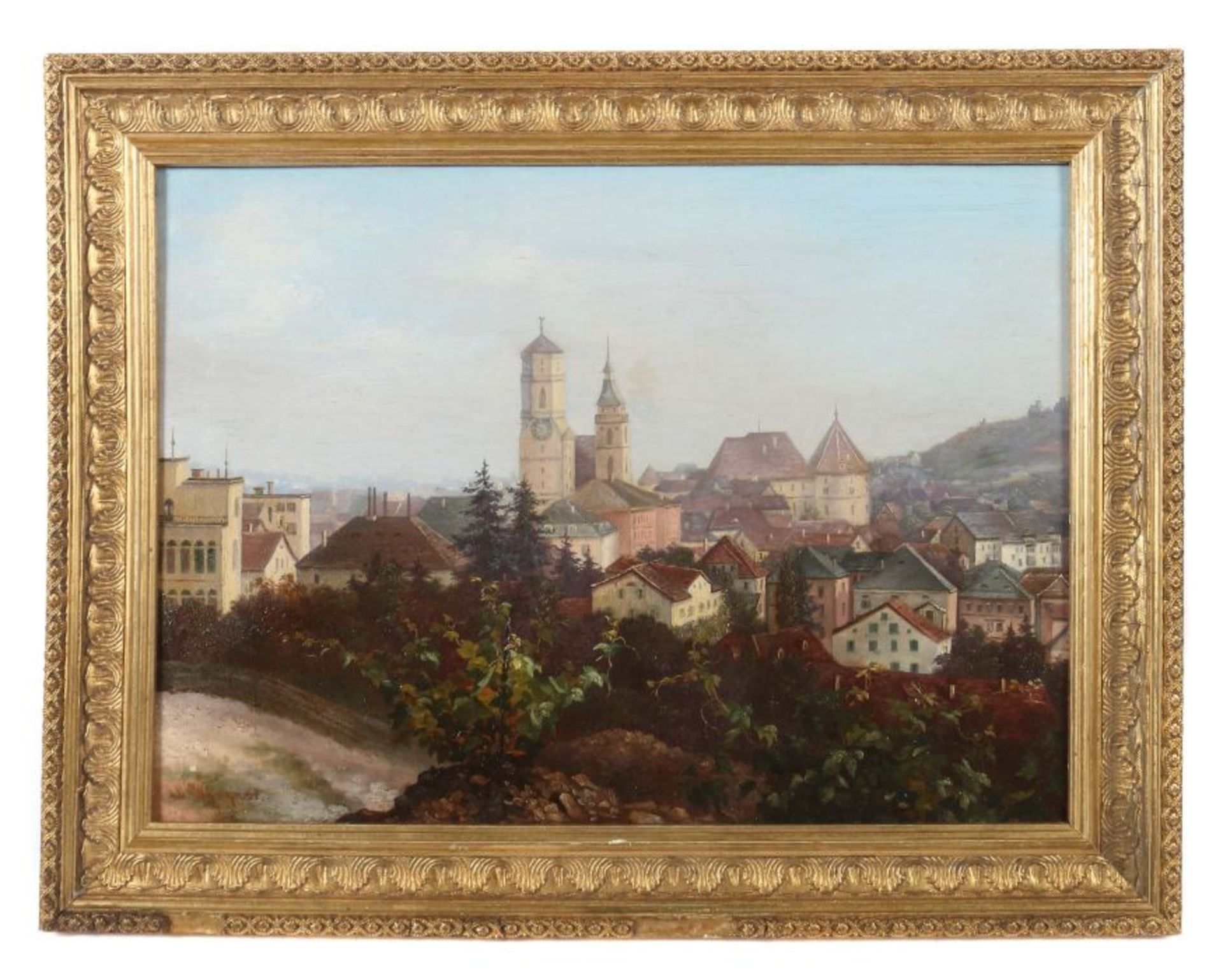 Wangner, C. Maler des 19./20. Jh.. "Blick auf Stuttgart", Anfang 20. Jh., mit dem Alten Schloss - Bild 2 aus 3