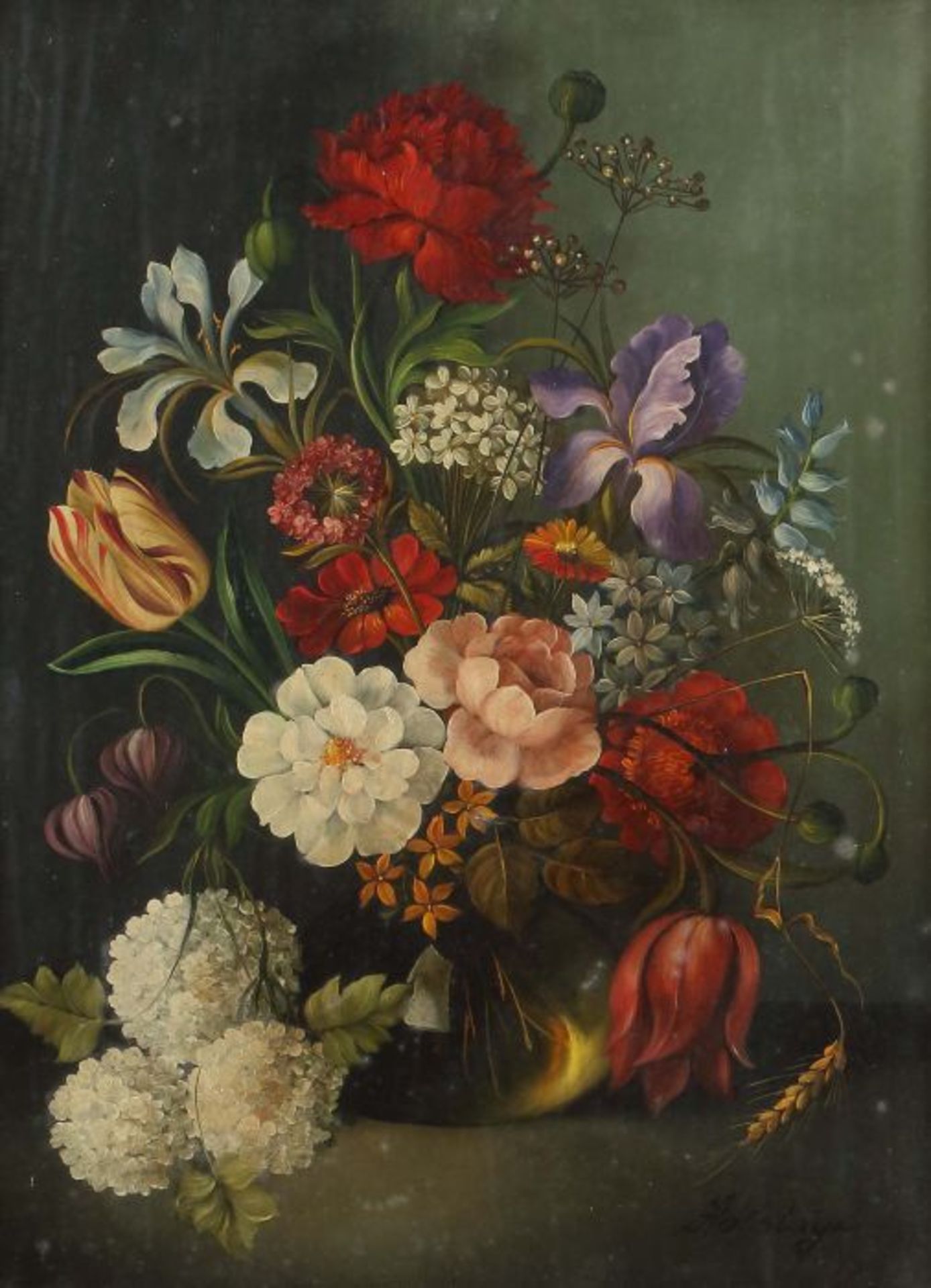 Holstayn Maler des 20. Jh., "Blumenstilleben", nach holländischem Vorbild, Öl/Holzplatte, unten