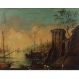 Italienischer Maler des 19./20.Jh. "Seeszene", Blick auf eine Meeresbucht mit zahlreichen
