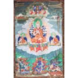 Thangka des Tsongkhapa Tibet, 19./20. Jh., Darstellung des Tsongkhapa in Form der Inkarnation von