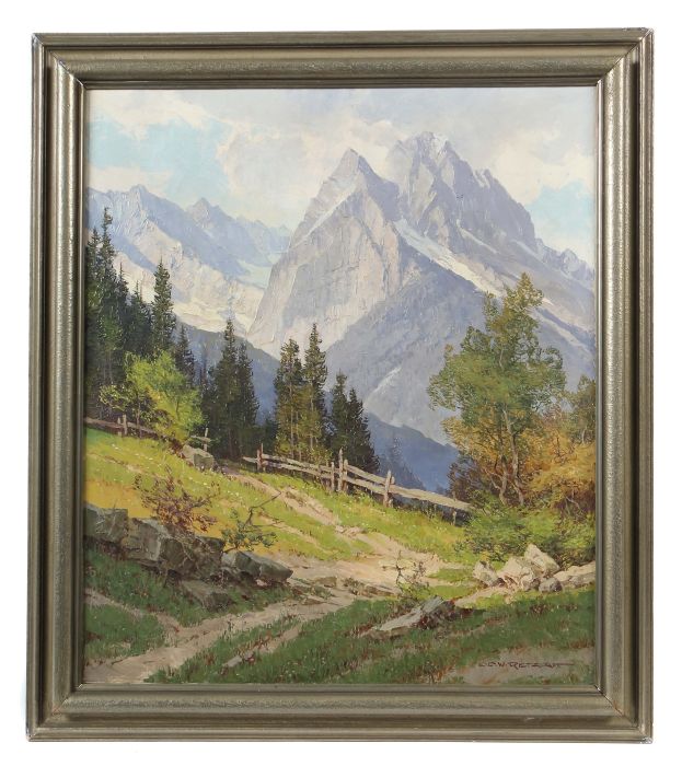 Retzlaff, Ernst Karl Walter Berlin 1898 - 1976, war ein deutscher Landschaftsmaler. Bergmassiv, - Bild 2 aus 3