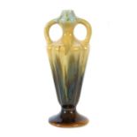 Henkelvase wohl Frankreich, um 1930, Jugendstil, brauner Scherben, Tellerfuß mit eingezogener,