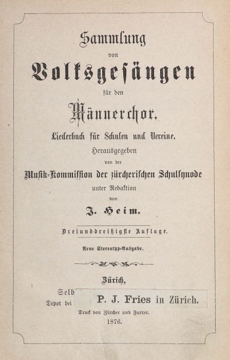 Heim, J. Sammlung von Volksgesängen für den Männerchor, Liederbuch für Schulen und Vereine, - Bild 2 aus 2