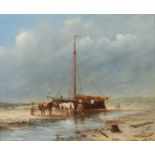 Hendriks, P., wohl Pieter 1917 - 1984, Landschaftsmaler und Restaurator. "Fischerboot im Watt",