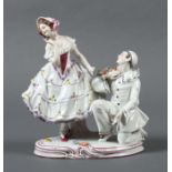 Figurengruppe "Pierrot mit Dame" 1. Hälfte 20. Jh., wohl Thüringen, Porzellan, polychrome