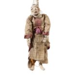 Marionette wohl China, 19./20. Jh., Holz/Stoff, Figur einer Dame, Holzgliederkörper mit angenähtem