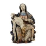 Barocker Bildschnitzer des 17./18. Jh. Süddeutsch oder Alpenraum. "Pietà", Lindenholz, polychrom