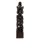 Figürliche Säule Nigeria, Stamm der Yoruba, Umkreis Susanne Wenger, Holz geschnitzt, schwarzbraun