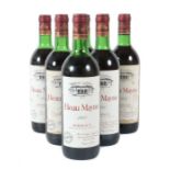 6 Flaschen Beau Mayne 1983/85, Bordeaux, Entrepots Lainé, mis en bouteille par Dourthe Fréres, 0,