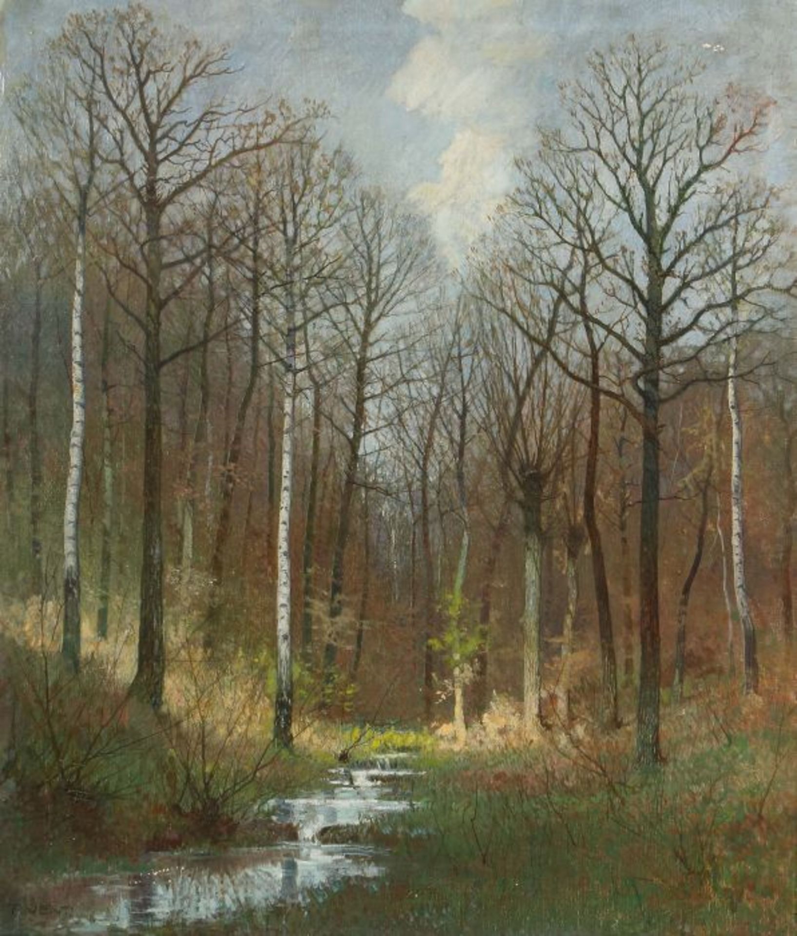 Vent, Rudolf Weimar 1880 - 1948 ebenda, deutscher Landschaftsmaler. "Frühling im Birkenwald", mit