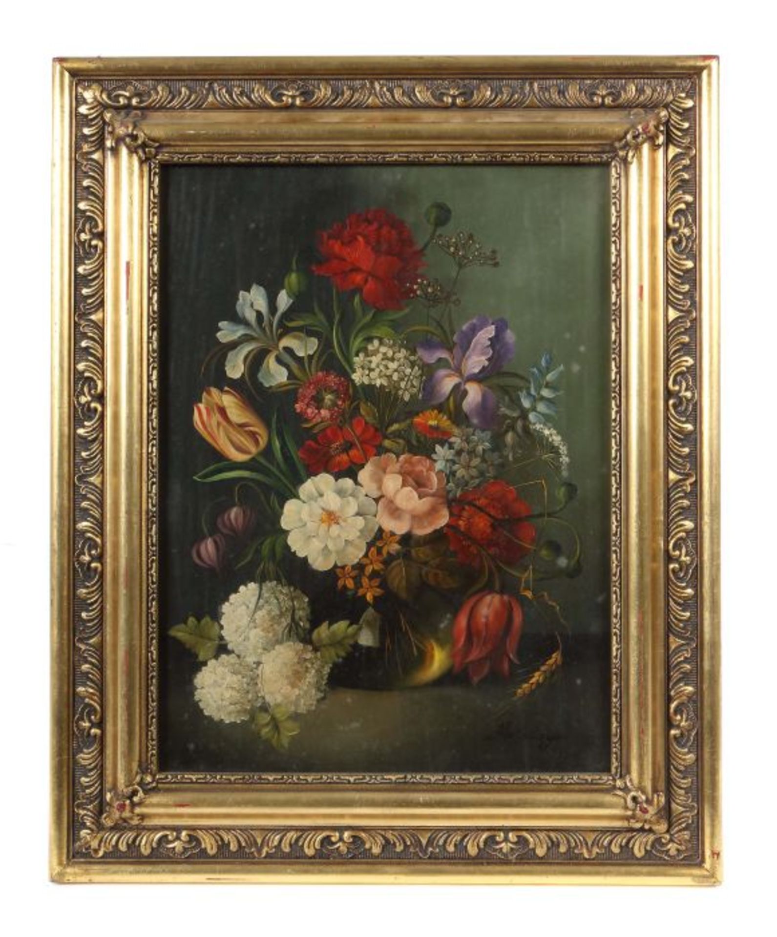 Holstayn Maler des 20. Jh., "Blumenstilleben", nach holländischem Vorbild, Öl/Holzplatte, unten - Bild 2 aus 3