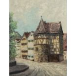 Deutschle-Höllwarth, Wilhelm deutscher Maler des 20. Jh.. "Stuttgart, der Schellenturm", Blick auf