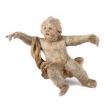 Süddeutscher Bildschnitzer des 18. Jh. wohl Meersburg. "Schwebender Putto", Lindenholz, farbig