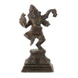 Ganesha wohl Indien, Anfang 20. Jh., Bronze, Darstellung des tanzenden Ganeshas auf einem