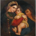 Kopist des 19./20. Jh. "Madonna della Sedia", Darstellung nach Raffaels berühmtem Werk, unsign.,