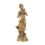 Bouret, Eutrope Paris 1833 - 1906. Junge Frau mit Vogel auf der Schulter, Bronze, feuervergoldet,