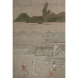 Japanischer Maler wohl 18./19. Jh., Guache/Leinen auf Papier gezogen, polychrome Darstellung