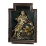 Bildhauer des 18./19. Jh. "Pietà", Gips, farbig gefasst, dreiviertelplastisch ausgeformte