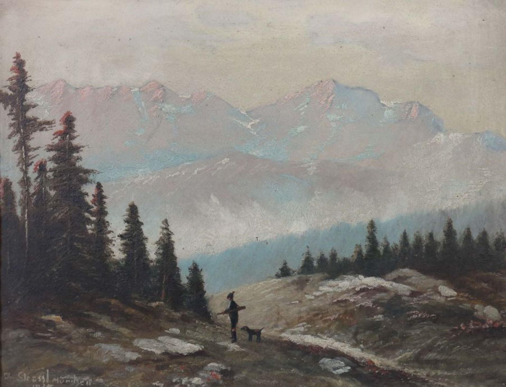 Strassl, Johann Münchner Maler des 19./20. Jh.. Paar Landschaften: "Fraueninsel im Chiemsee" und " - Bild 4 aus 4