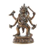Yab Yum wohl Indien, 18./19. Jh., Bronze oder Messing, der sechsarmige Heruka in Yab-Yum Position