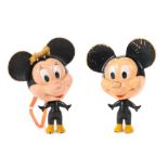 Minnie- und Mickey-Maus Mattel, made in Hong Kong, Walt Disney, 1971, Kunststoff, übergröße Köpfe