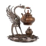 Teemaschine mit Drachenvogel um 1870, wohl Carl Deffner, Metallwarenfabrik, Esslingen, Kupfer,