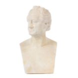 Johann Wolfgang von Goethe Als Büste, um 1900, Alabaster, poliert, den Kopf in die Ferne nach rechts