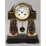 AN ART NOUVEAU MANTEL CLOCK Erhard & Söhne, Schw. Gmünd, ca. 1910 Lacquered wood with polished brass