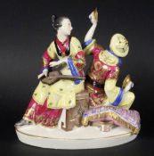 GRUOP OF CHINESE MUSICIANS Schwarzburger Werkstätten Polychrome painted porcelain group, impressed