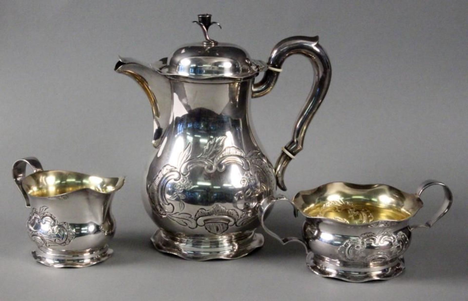 A COFFEE SERVICE Sweden Silver, partly with gilt interior, 3 pieces, consisting of a coffee pot,