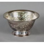 KUMME Sweden, 20th century Silver, deeply hollowed bowl with floral relief decor, hallmark: year's