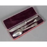 A CHILD'S CUTLERY SET IN A CASE Sweden, 19th century Silver, 3-piece, in Baroque style, consisting