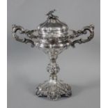 A GOBLET WITH COVER Sweden 1858 Silver, driven work in the Baroque style with plants, rocailles, and