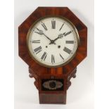 AN AMERICAN WALL CLOCK ca. 1900 Wooden case, folding pendulum window, painted dial, pendulum