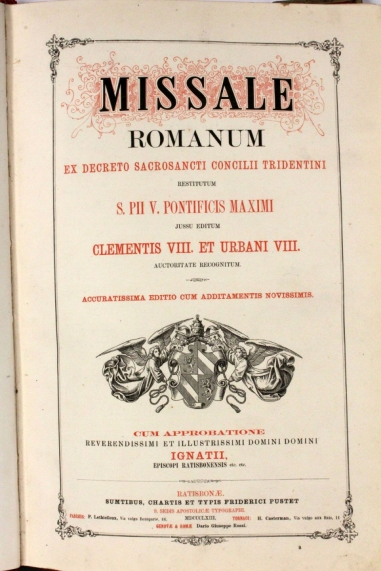 Opening: 120 EUR    MISSALE ROMANUM (Roman Missal) 1863 Pomp edition with red leather binding, - Bild 2 aus 2