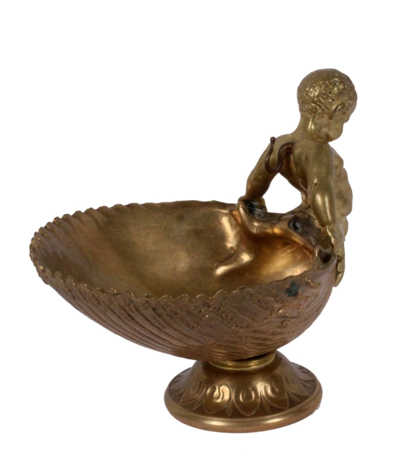Opening: 220 EUR    A POCKET WATCH STAND France, 19th century Cupid sitting on a shell, gilt bronze, - Bild 2 aus 3