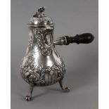 Opening: 900 EUR    A CHOCOLATE POT IN BAROQUE STYLE France, ca. 1900 Silver, pear shaped with