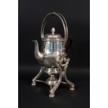 Opening: 280 EUR    A SAMOWAR Ercuis, France ca. 1900 Kettle with stand and rechaud, silver metal,