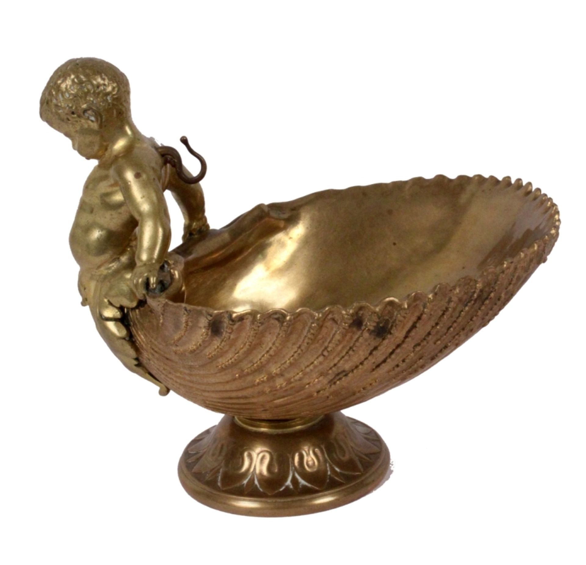 Opening: 220 EUR    A POCKET WATCH STAND France, 19th century Cupid sitting on a shell, gilt bronze, - Bild 3 aus 3