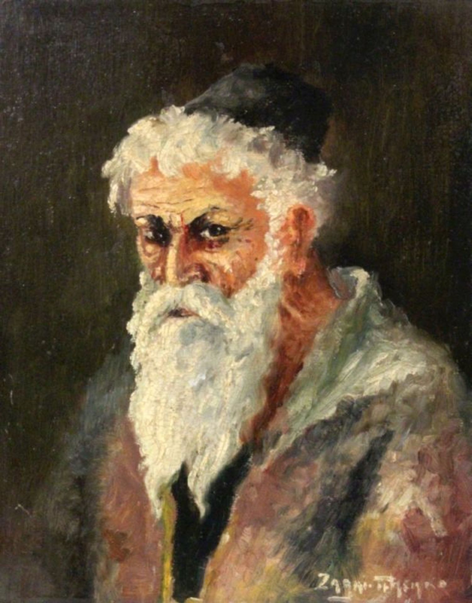 TCHENKO, ZAGAJüdischer Maler um 1920 Rabbiner. Öl/Karton, signiert. 27x21,5cmAufrufpreis: 200 EUR - Bild 2 aus 2