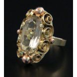 ART DECO GOLDRING MIT CITRIN585/000 Gelb- und Rotgold. Ca.4,51g, Ringmaß ca. 18mmAufrufpreis: 80 EUR