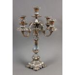 GIRANDOLESchwäbisch Gmünd um 1900 Silber 800. Prunkvoller, 5-flammiger Kerzenleuchter im Barockstil.