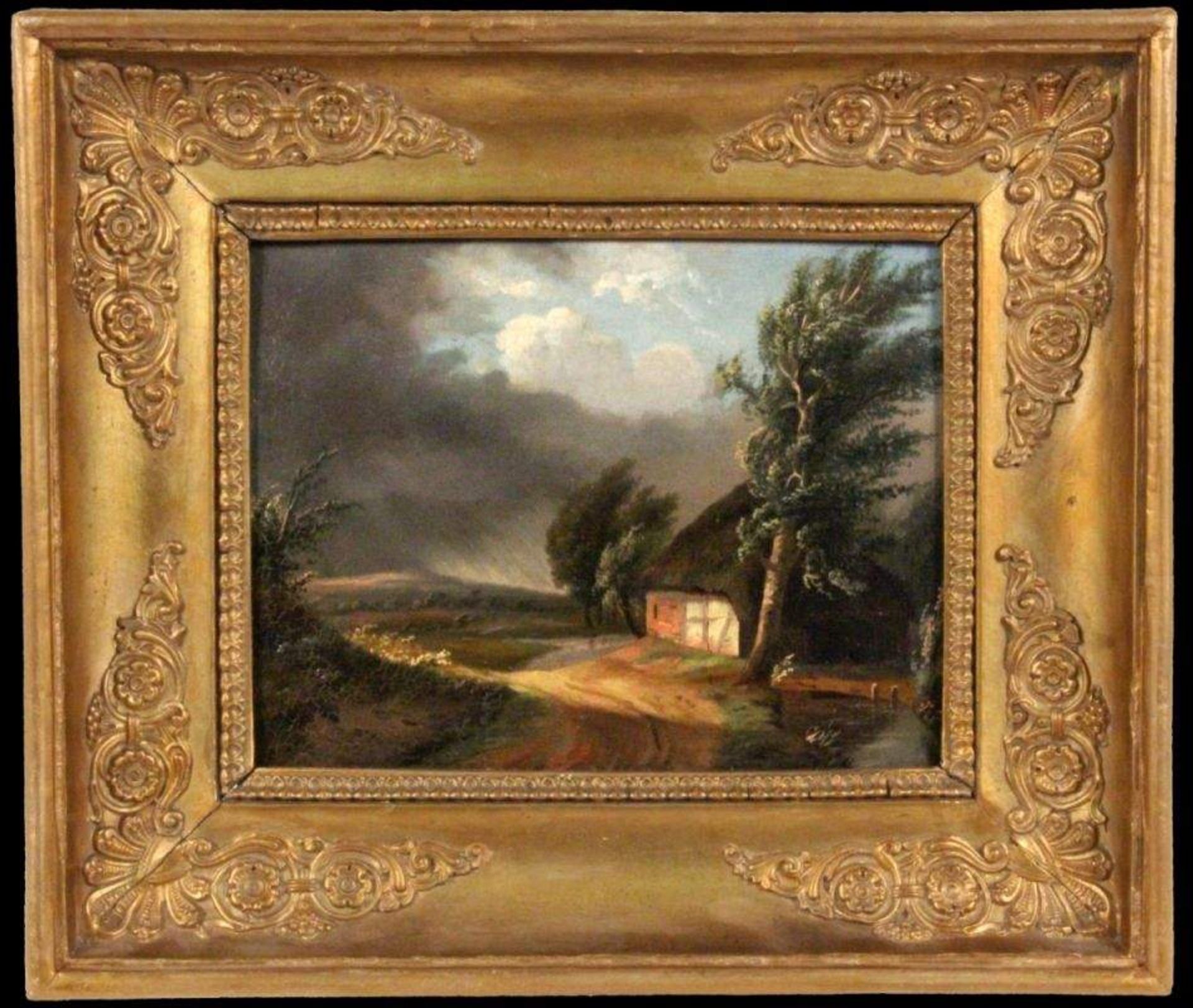 DUVIVIER, JOHANNES BERNARDUSBrügge 1762 - 1837 Paris Gewitterlandschaft mit Bauernhaus. Öl/Holz, - Bild 3 aus 7