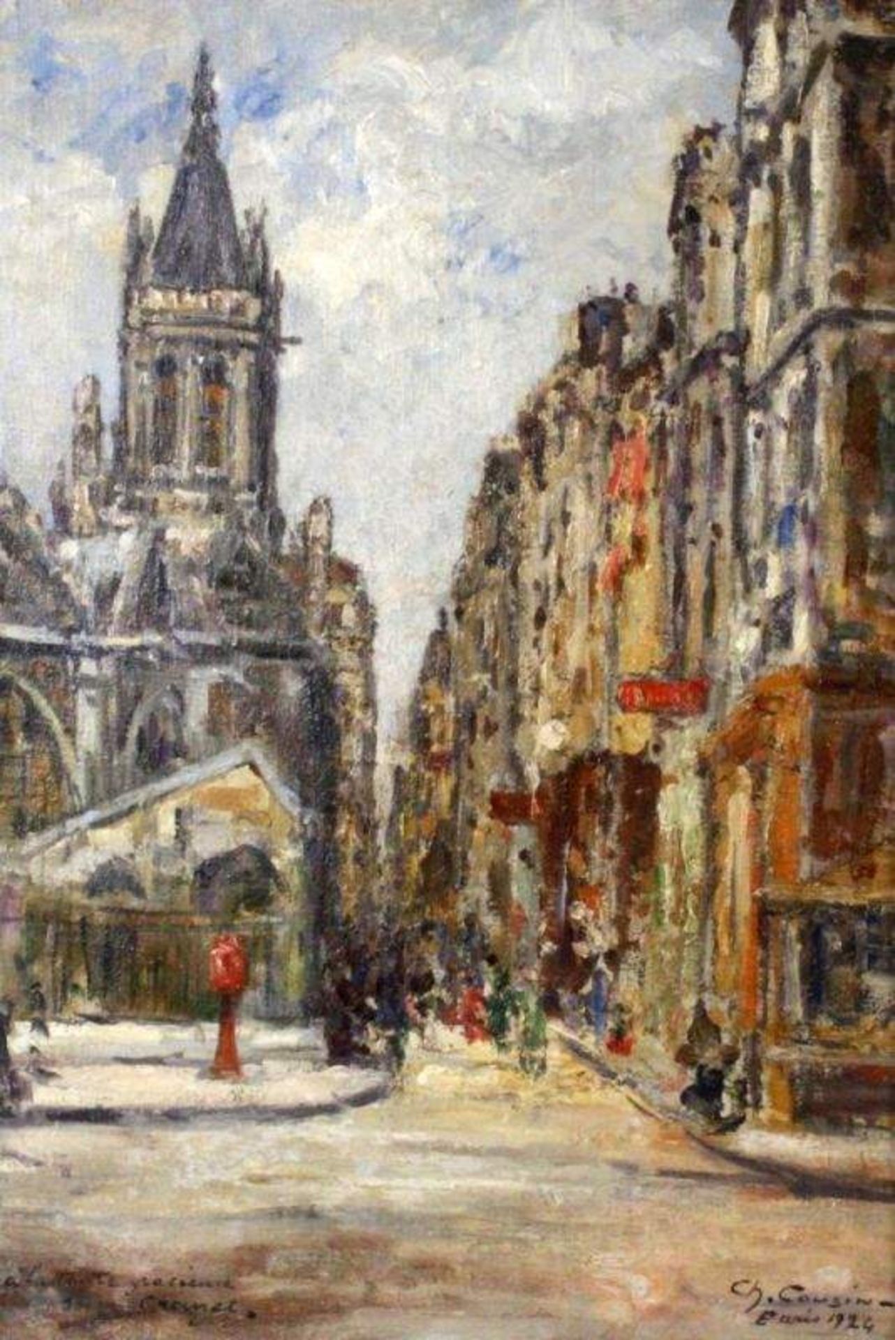 COUSIN, CHARLESParis 1904 - 1972 Paris, Saint-Séverin mit Blick in die Rue St. Séverin. Öl/Lwd., - Bild 6 aus 6