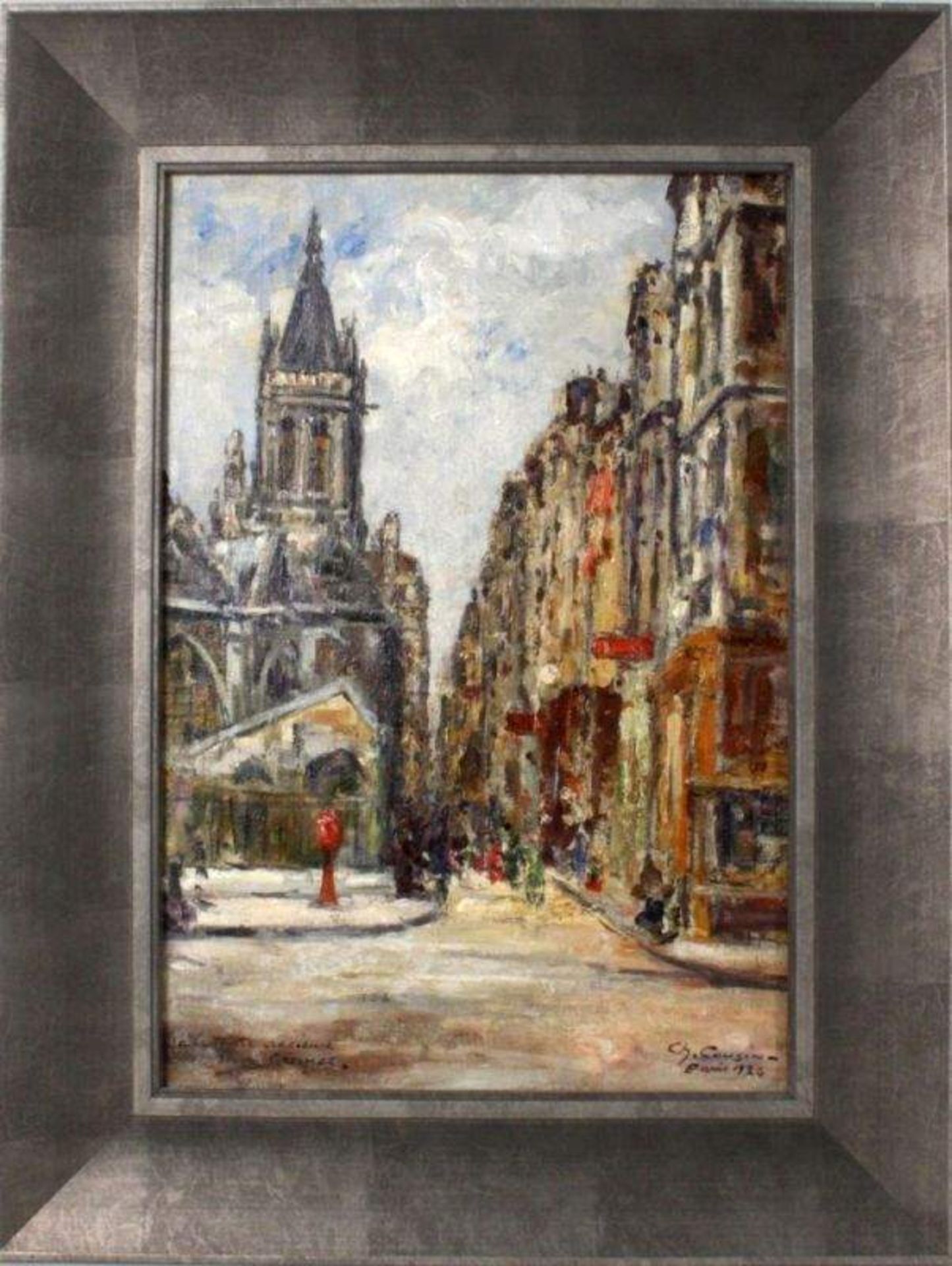 COUSIN, CHARLESParis 1904 - 1972 Paris, Saint-Séverin mit Blick in die Rue St. Séverin. Öl/Lwd., - Bild 4 aus 6