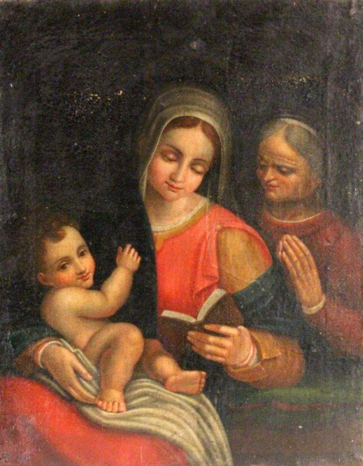 ITALIENISCHER MALERum 1800 Jungfrau Maria mit Jesuskind und der heiligen Anna. Öl/Lwd., 74x58cm,