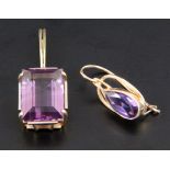 AMETHYST ANHÄNGER UND CLIP585/000 Gelb-, bzw. Roségold. Mit Amethysten. Brutto ca. 7,44gAufrufpreis: