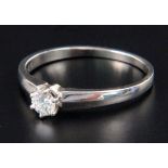 BRILLANTRING750/000 Weißgold mit einem Brillant-Solitär von ca. 0,25ct, W/vsi. Brutto ca. 2,96g,