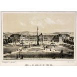STUTTGARTKönigliches Residenzschloß, Litho von Emminger und Schloß Solitude kolorierte Radierung,