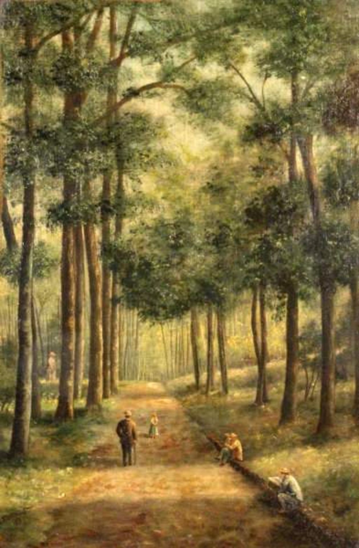 HOFFMANN, J.Deutscher Impressionist um 1911. Spaziergänger im Wald. Öl/Holz, signiert und datiert